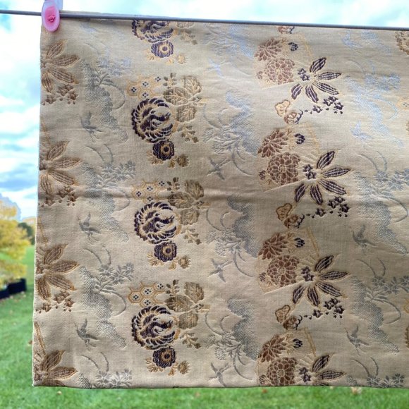 Reversible Brocade Banquet Table Runner Wall Decor Asian Gold Silver 157" x 12" - Picture 5 of 9